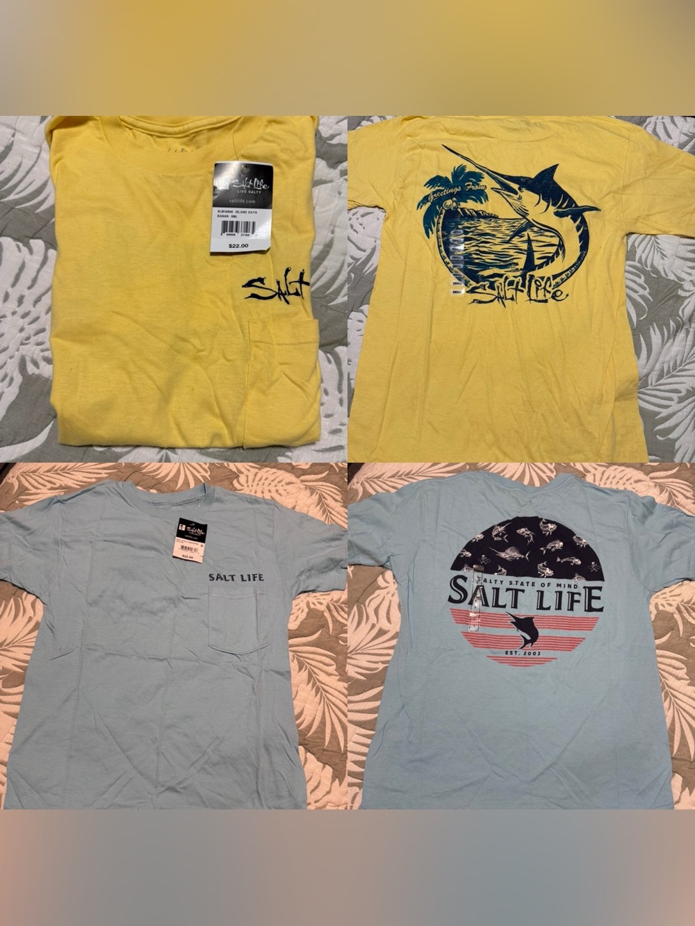 4 NWT Salt Life T-Shirt Bundle (2 short sleeve, 2 long sleeve)